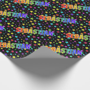 Rainbow First Name "SEBASTIAN" + sterren Cadeaupapier