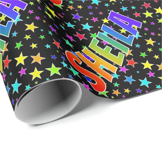 Rainbow First Name "SHEILA" + sterren Cadeaupapier (Rol Hoek)