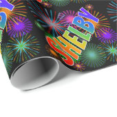 Rainbow First Name "SHELBY" + Fireworks Cadeaupapier (Rol Hoek)