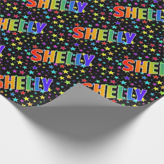 Rainbow First Name "SHELLY" + sterren Cadeaupapier (Hoek)