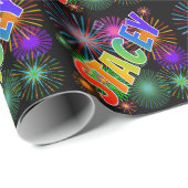Rainbow First Name "STACEY" + Fireworks Cadeaupapier (Rol Hoek)