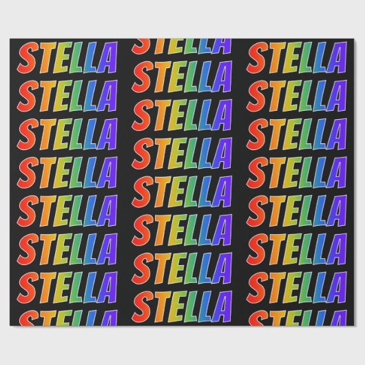 Rainbow First Name "STELLA"; vun & kleurrijk Cadeaupapier (Vlak)