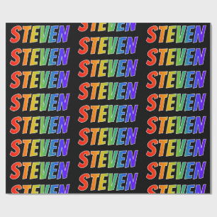 Rainbow First Name "STEVEN"; Fun & Colorful Cadeaupapier