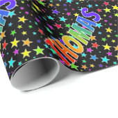 Rainbow First Name "THOMAS" + sterren Cadeaupapier (Rol Hoek)