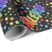 Rainbow First Name "VALERIE" + sterren Cadeaupapier (Rol Hoek)