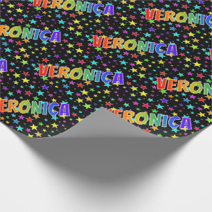 Rainbow First Name "VERONICA" + sterren Cadeaupapier