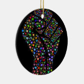 Rainbow Fist of Hearts Keramisch Ornament (Rechts)
