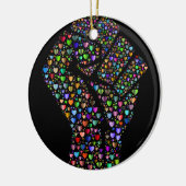 Rainbow Fist of Hearts Keramisch Ornament (Links)