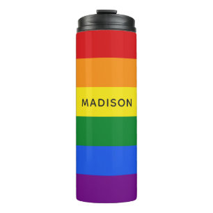 Rainbow Flag aangepaste naam tumbler Thermosbeker