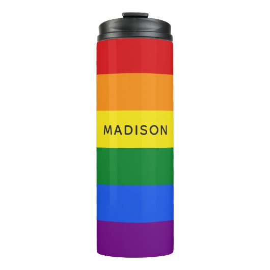 Rainbow Flag aangepaste naam tumbler Thermosbeker (Voorkant)