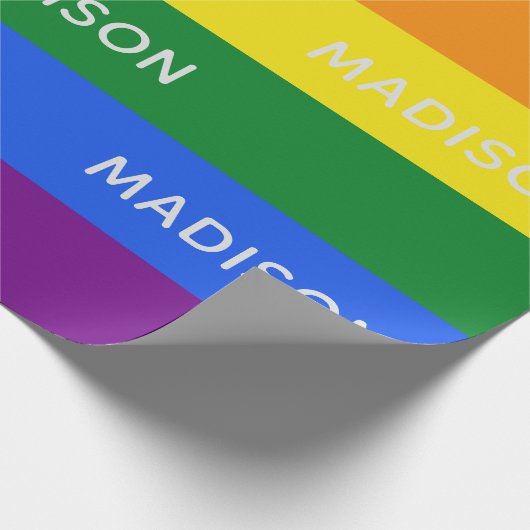 Rainbow Flag aangepaste naam wrapping papier (Hoek)
