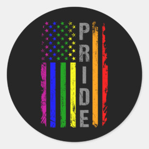 Rainbow Flag American LGBT Pride Month LGBTQ US Ronde Sticker