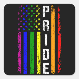 Rainbow Flag American LGBT Pride Month LGBTQ US Vierkante Sticker