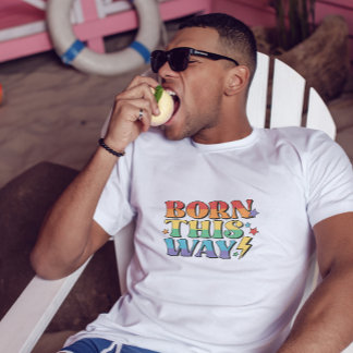 RAINBOW FLAG BORN OP DEZE MANIER RETRO AESTHETICS T-SHIRT