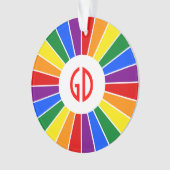 RAINBOW FLAG BUTTON RAYS + uw teken of monogram Ornament (voorkant)