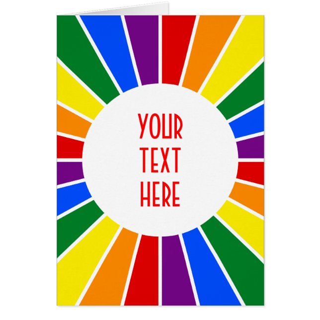RAINBOW FLAG BUTTON RAYS + uw teken of tekst (Voorkant)