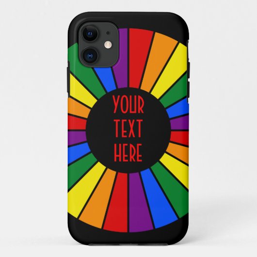 RAINBOW FLAG BUTTON RAYS + uw teken of tekst Case-Mate iPhone Case (Achterkant)
