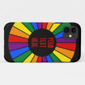RAINBOW FLAG BUTTON RAYS + uw teken of tekst Case-Mate iPhone Case (Achterkant (horizontaal))