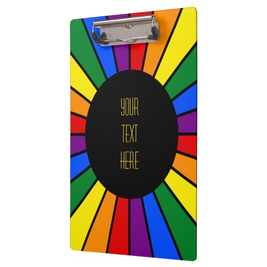 RAINBOW FLAG BUTTON RAYS + uw teken of tekst Klembord (Links)