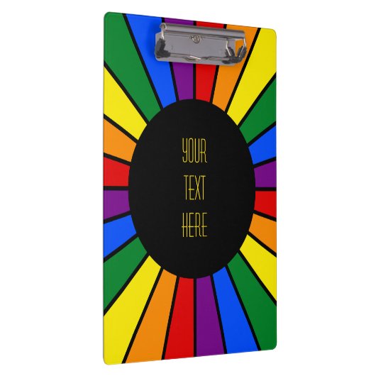 RAINBOW FLAG BUTTON RAYS + uw teken of tekst Klembord (Rechts)