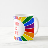 RAINBOW FLAG BUTTON RAYS + uw teken of tekst Koffiemok (Voorkant rechts)