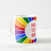 RAINBOW FLAG BUTTON RAYS + uw teken of tekst Koffiemok (Voorkant links)