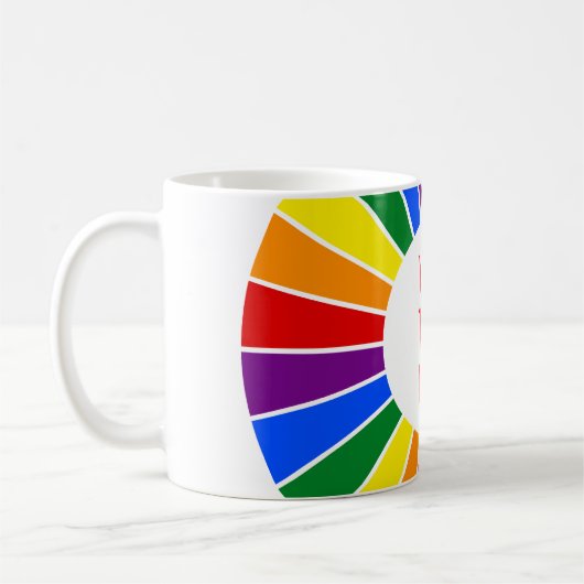 RAINBOW FLAG BUTTON RAYS + uw teken of tekst Koffiemok (Links)