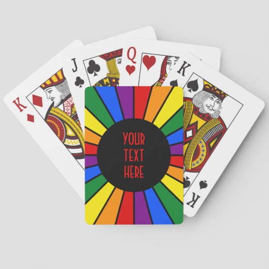 RAINBOW FLAG BUTTON RAYS + uw teken of tekst Pokerkaarten (Achterkant)
