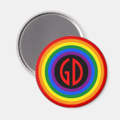 RAINBOW FLAG BUTTON + uw teken of monogram Magneet (Voorkant / Achterkant)
