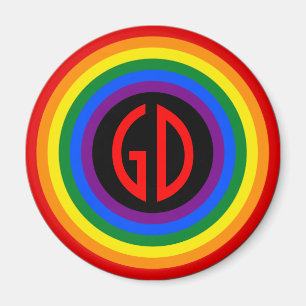 RAINBOW FLAG BUTTON + uw teken of monogram Magneet