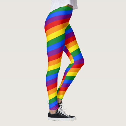RAINBOW FLAG COLORS strepen + uw ideeën Leggings (Rechts)