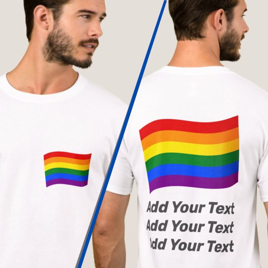 Rainbow Flag Gay Pride 2-side print aangepaste tek T-shirt