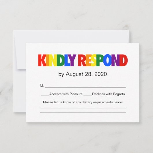Rainbow Flag Gay Wedding Response RSVP Kaartje (Voorkant)