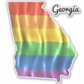 Rainbow Flag Georgia GA State Outline Sticker (Voorkant)