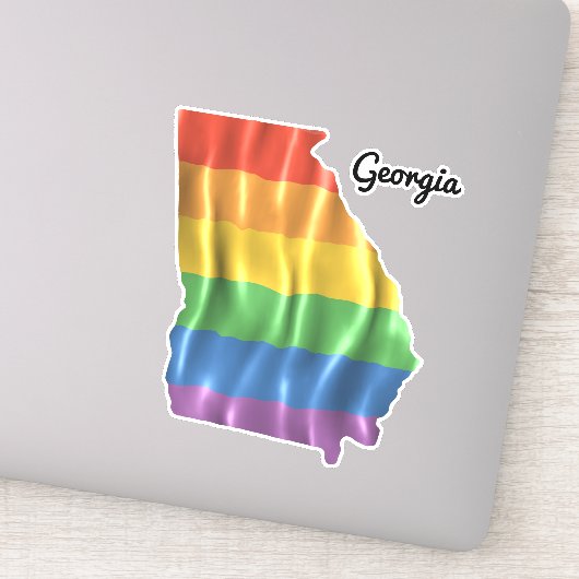 Rainbow Flag Georgia GA State Outline Sticker (Detail)