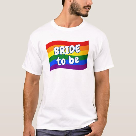 Rainbow Flag Lesbian Bride om het homohuwelijk te T-shirt (Voorkant)