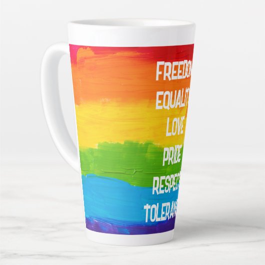 Rainbow Flag LGBT Latte Mug - Pride Coffee Cup (Angle gauche)