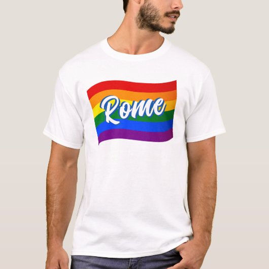 Rainbow Flag Rome Italië Gay Pride LGBT LGBTQ T-shirt (Voorkant)
