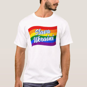 Rainbow Flag Slava Ukraine Gay Pride LGBT LGBTQ T-shirt