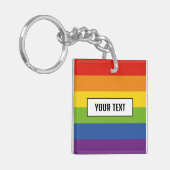 Rainbow Flag Tekst Gay Pride Merch Sleutelhanger (Voorkant Links)