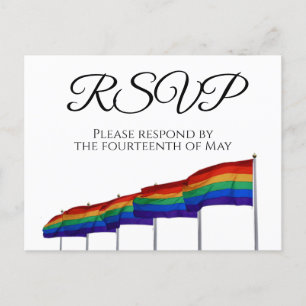 Rainbow Flags Gay Pride Wedding RSVP Briefkaart