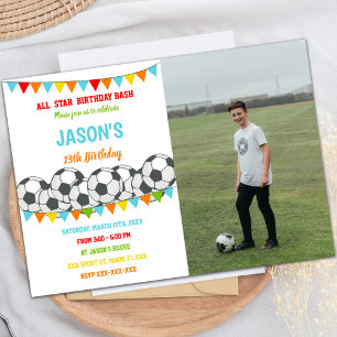 Rainbow Flags Soccer Anniversaire Invitations avec