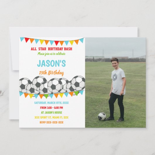 Rainbow Flags Soccer Invitations Anniversaire (Devant)