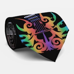 Rainbow Flames Electric Guitar Music Stropdas
