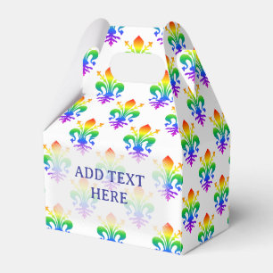 Rainbow Fleur-de-lis Aangepaste tekst Bedankdoosjes