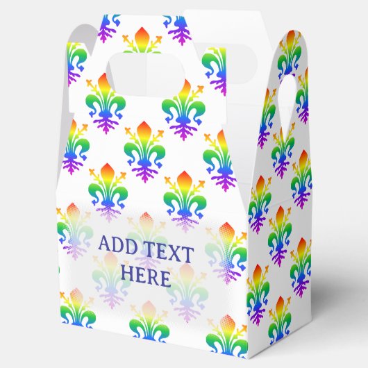 Rainbow Fleur-de-lis Aangepaste tekst Bedankdoosjes (Geopend)