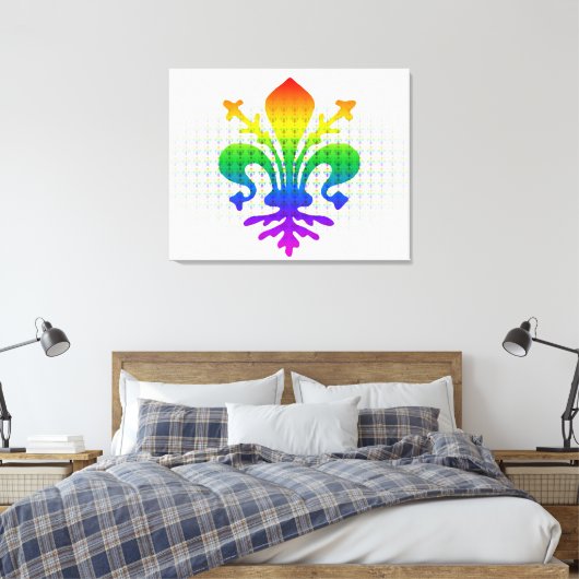 Rainbow Fleur-de-lis Canvas Afdruk (Insitu (Slaapkamer))