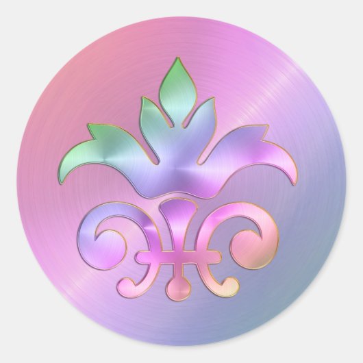 Rainbow Fleur de Lis Envelope Seal Ronde Sticker (Voorkant)