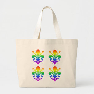 Rainbow Fleur-de-lis Grote Tote Bag