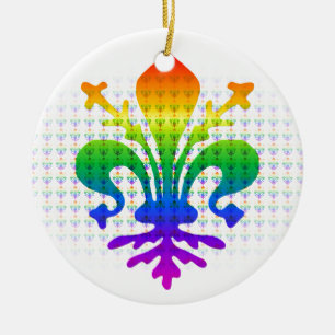 Rainbow Fleur-de-lis Keramisch Ornament